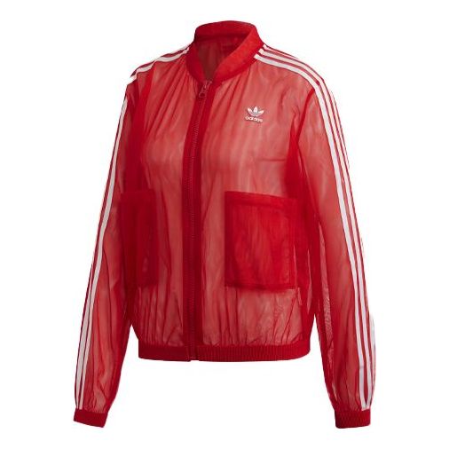 (WMNS) adidas Track Top Transparent Sports Jacket Red DW3890