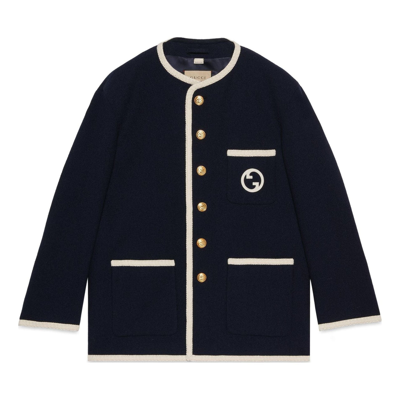 (WMNS) Gucci Retro Tweed Jacket With Embroidery 'Blue' 749578-ZANIZ-4613