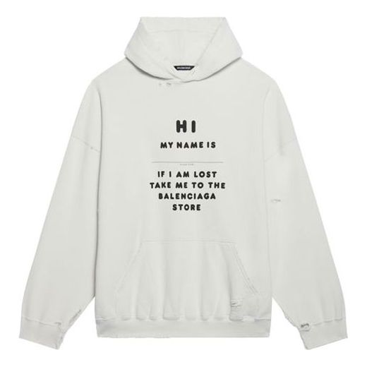 Men's Balenciaga FW21 Hi My Name Is Alphabet Pattern Long Sleeves White 651799TKVF29081