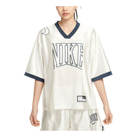 (WMNS) Nike Sportswear Street Oversized Graphic Jersey Top Asia Sizing 'Sail Armoury Navy' HJ0281-133