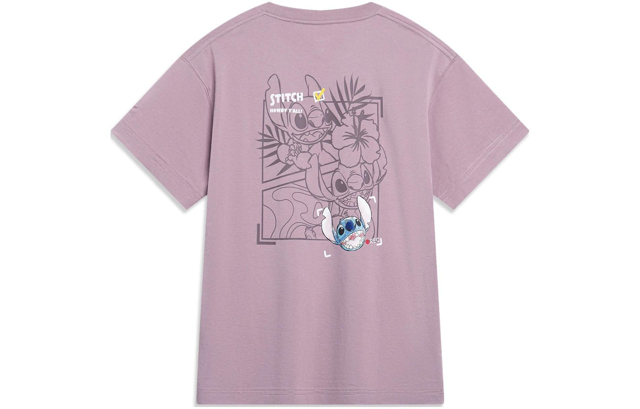 (WMNS) Li-Ning x Disney Stitch Graphic T-shirt 'Mauve' AHST500-3