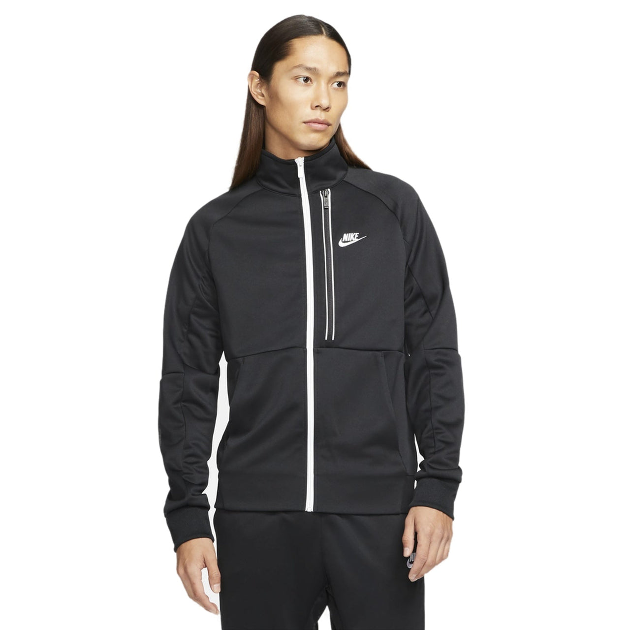 Men's Nike Solid Color Casual Micro Mark Printing Stand Collar Jacket Black DA0004-010