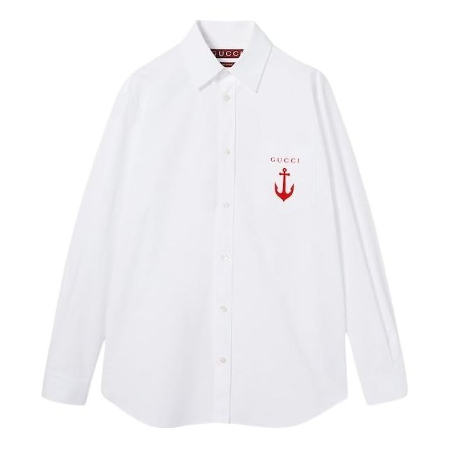 Gucci Cotton Poplin Shirt with Embroidery 'White' 833294-Z7AUX-9000
