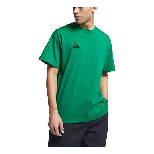 Men's Nike ACG Solid Color Round Neck Embroidered Casual Short Sleeve Green T-Shirt 'Lucid Green Black' BQ7343-319
