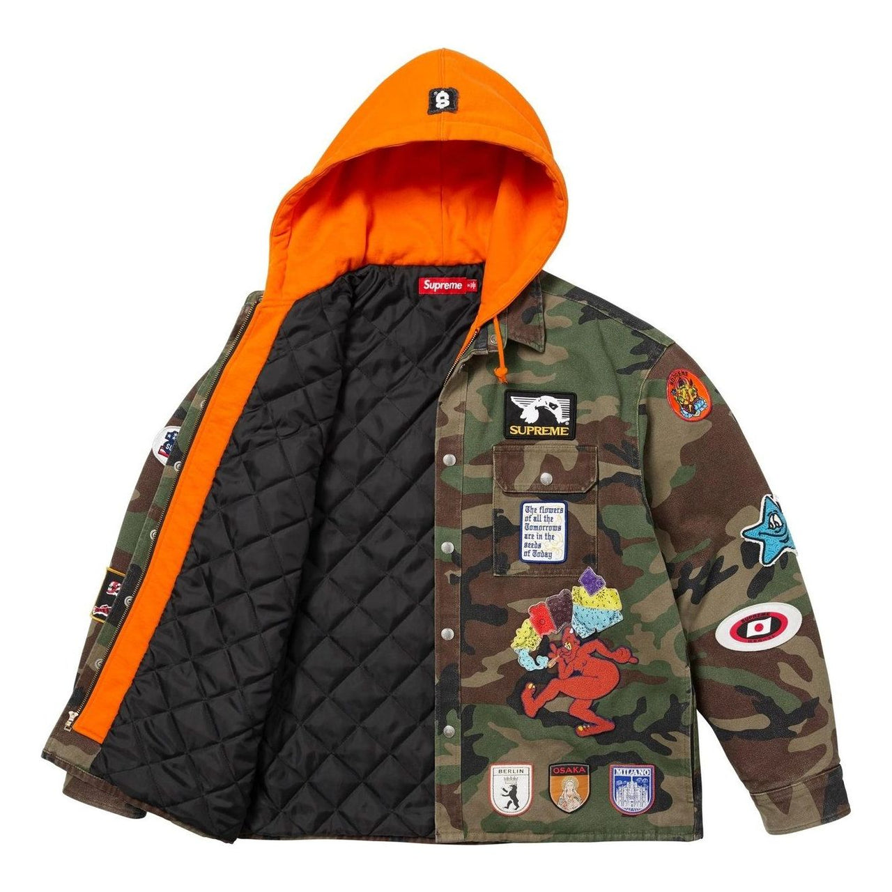 Supreme Patches Hooded Zip Up Shirt 'Woodland Camo' SS25S30-WOODLAND-CAMO