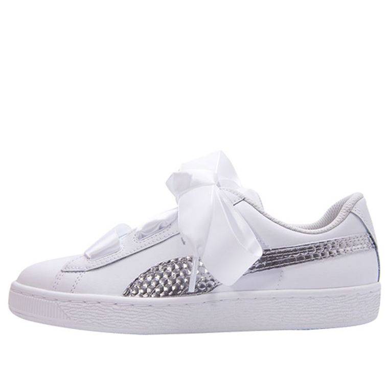 PUMA Basket Heart Coated Glam Jr 'Silver White' 368974-02
