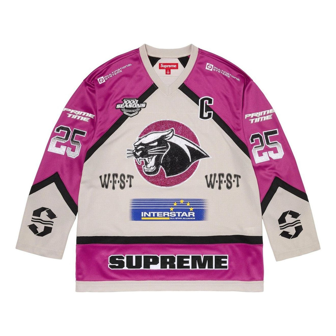 Supreme Rhinestone Hockey Jersey 'Light Grey' SS25KN29-LIGHT-GREY
