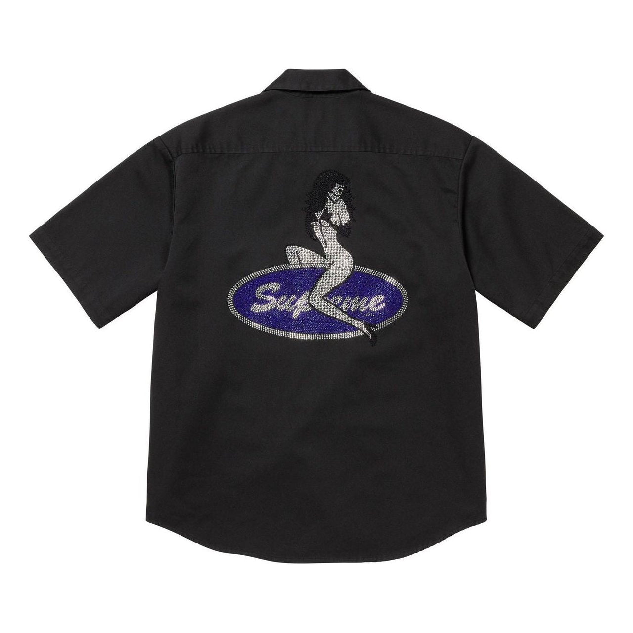 Supreme Rhinestone Pin Up Short-Sleeve Work Shirt 'Black' SS25S35-BLACK