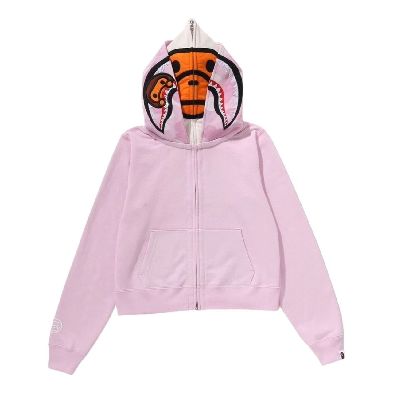 A Bathing Ape Milo Shark Cropped Full Zip Double Hoodie 'Pink' 2M30-215-301-PNK