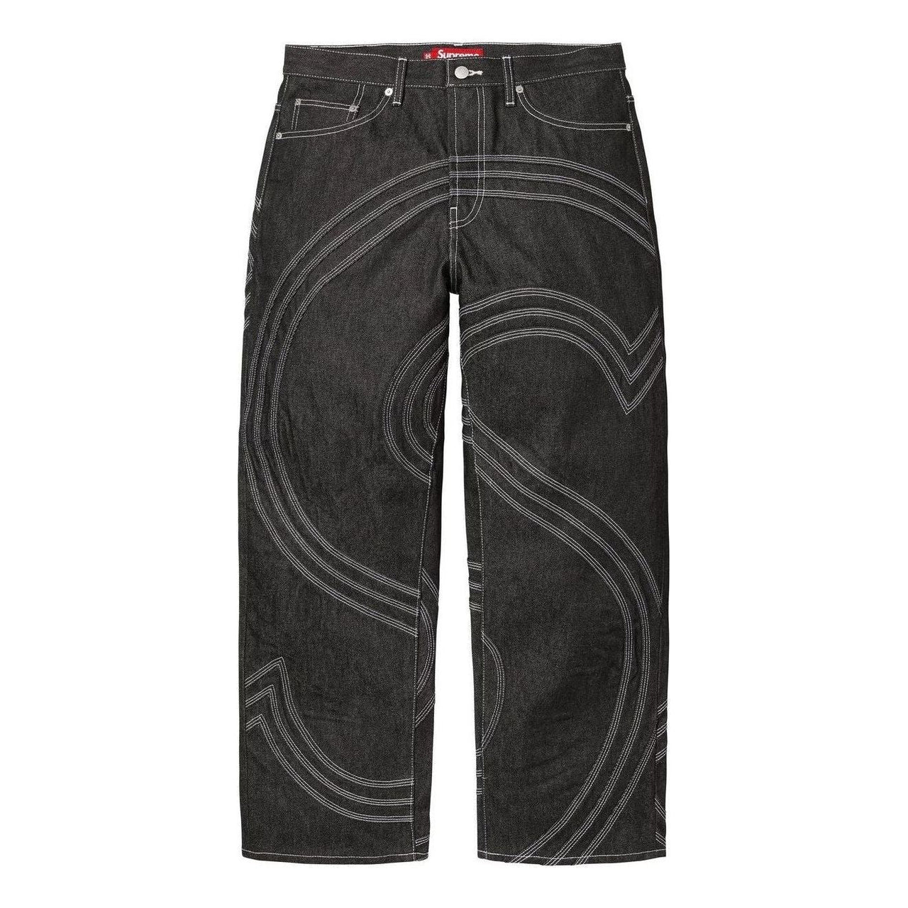 Supreme S Logo Rigid Baggy Jean 'Rigid Black' SS25P44-RIGID-BLACK