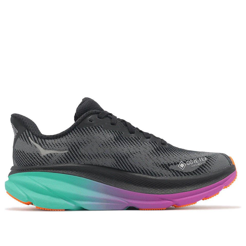(WMNS) HOKA ONE ONE Clifton 9 Gore-Tex 'Black Electric Aqua' 1141490F-BCQ
