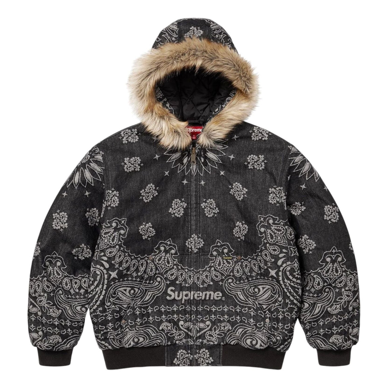 Supreme Bandana Jacquard Denim Hooded Work Jacket 'Black' SS25J42-BLACK