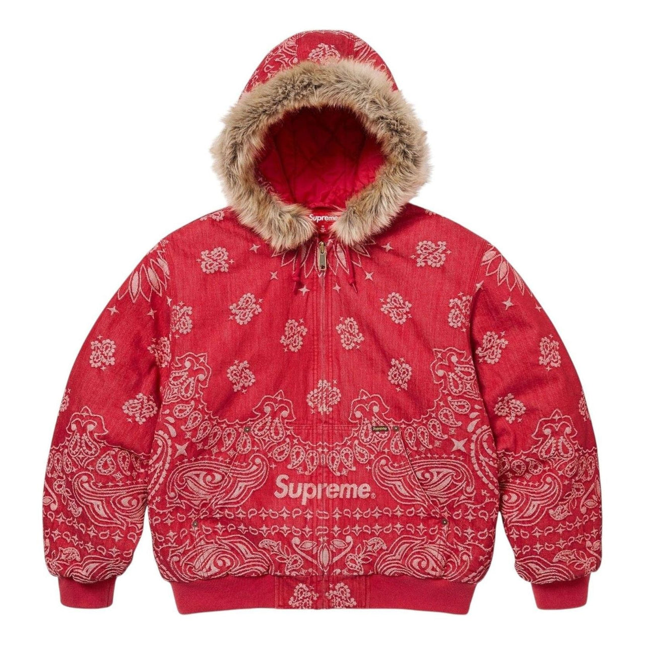 Supreme Bandana Jacquard Denim Hooded Work Jacket 'Red' SS25J42-RED