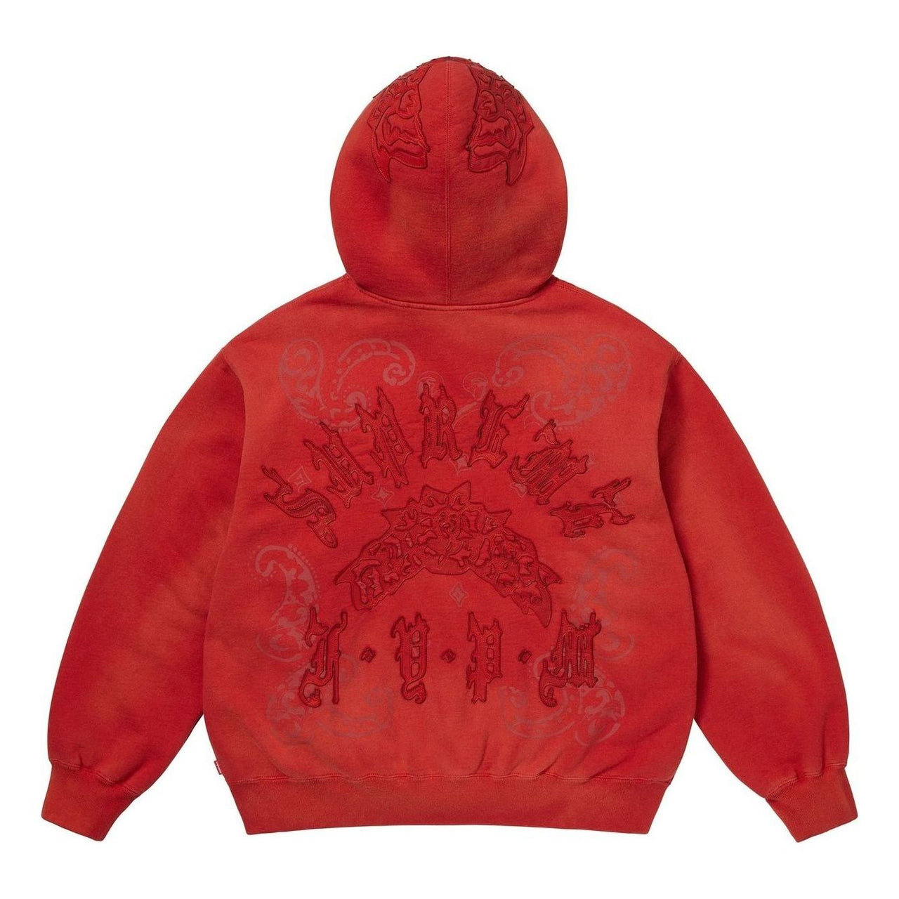 Supreme Leather Appliqué Zip Up Hooded Sweatshirt 'Red' SS25SW65-RED