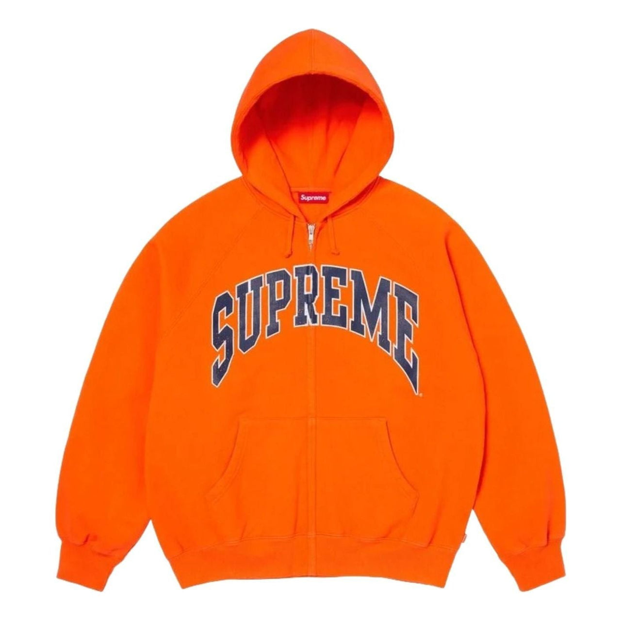 Supreme SS26 Cracked Raglan Zip Up Hooded Sweatshirt 'Dark Orange' SUP-SS26-192-ORG