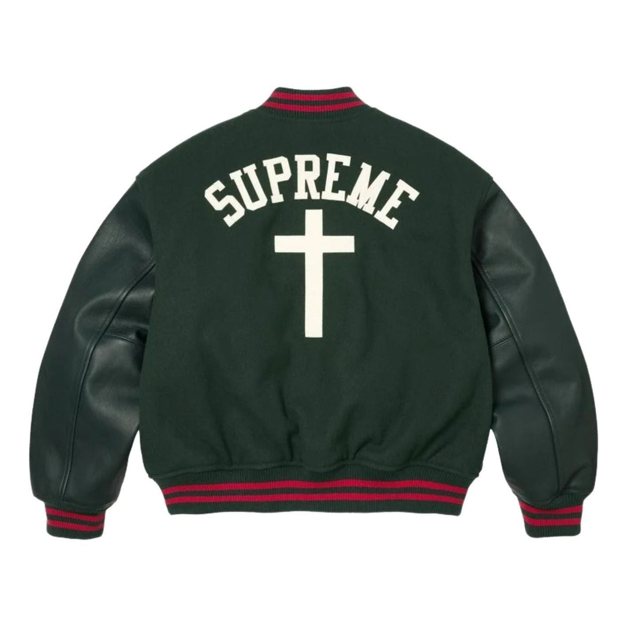 Supreme SS26 Cross Varsity Jacket 'Dark Green' SUP-SS26-155-GRN