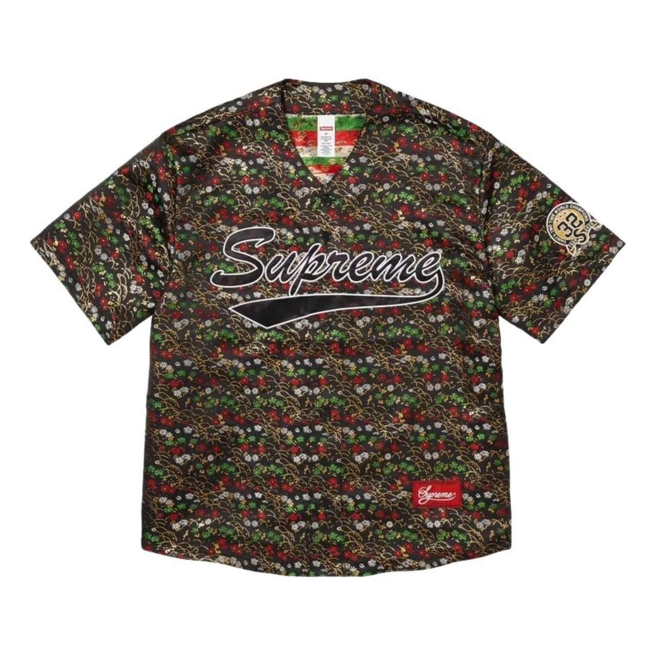 Supreme SS26 Floral Jacquard Baseball Jersey 'Black' SUP-SS26-140-BLK