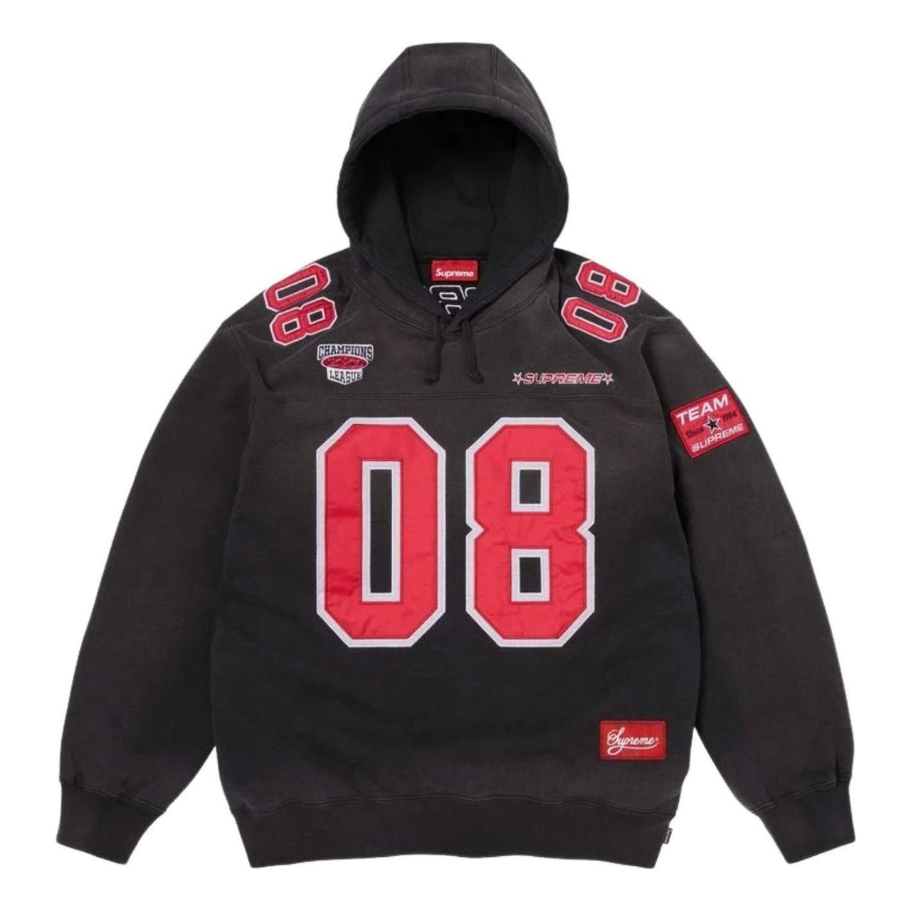 Supreme SS26 Football Jersey Hooded Sweatshirt 'Black' SUP-SS26-349-BLK