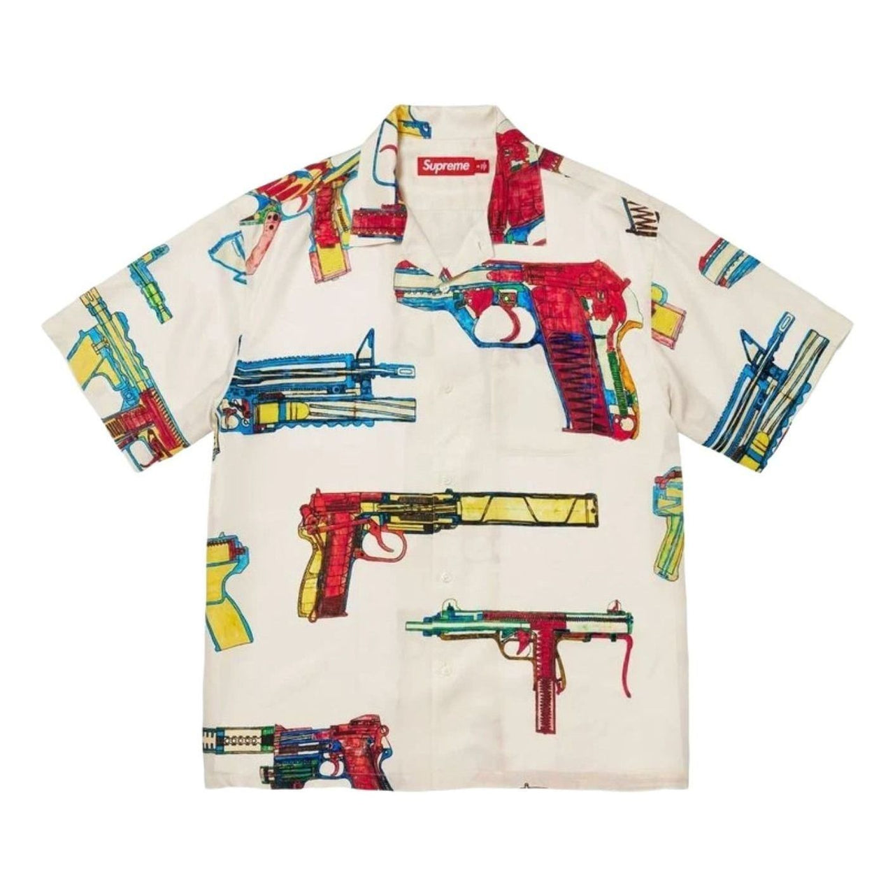 Supreme SS26 Guns Silk S/S Shirt 'White' SUP-SS26-366-WHT