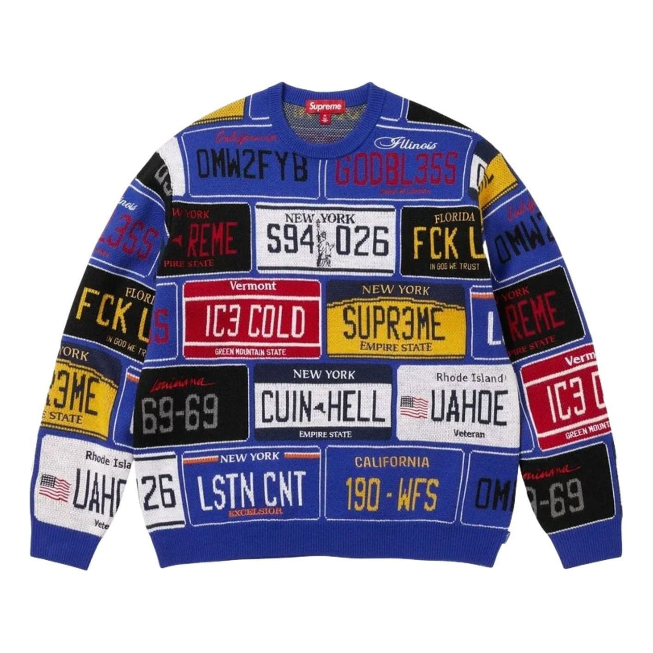 Supreme SS26 License Plate Sweater 'Royal' SUP-SS26-181-RYL