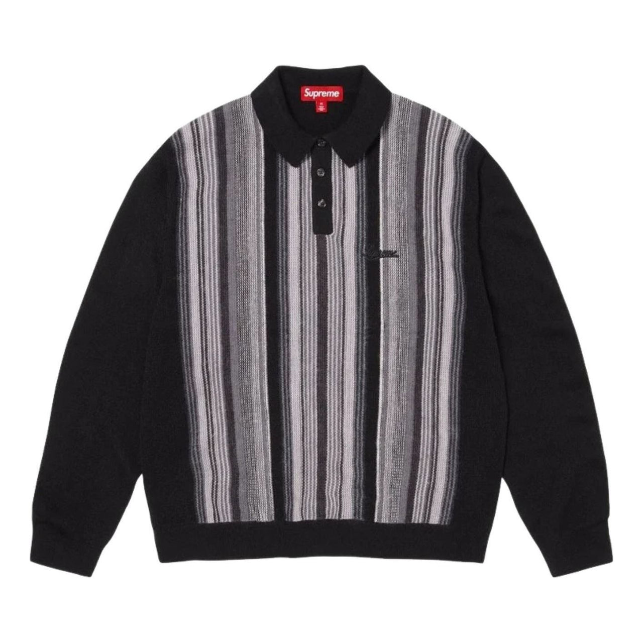 Supreme SS26 Multi Stripe Polo Sweater 'Black' SUP-SS26-195-BLK