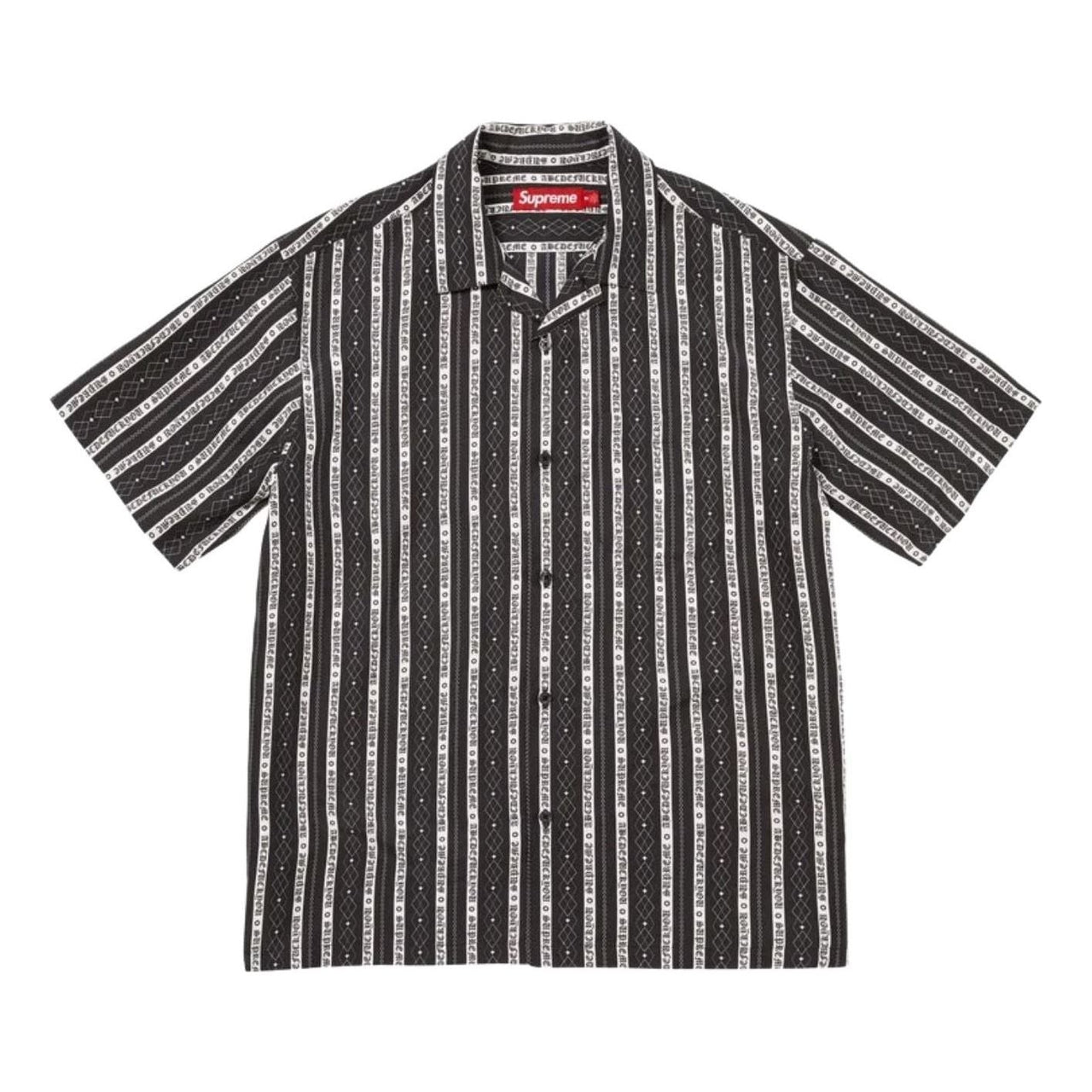 Supreme SS26 Old English Stripe Silk S/S Shirt 'Black' SUP-SS26-299-BLK