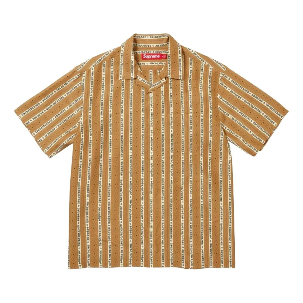 Supreme SS26 Old English Stripe Silk S/S Shirt 'Yellow' SUP-SS26-299-YLW