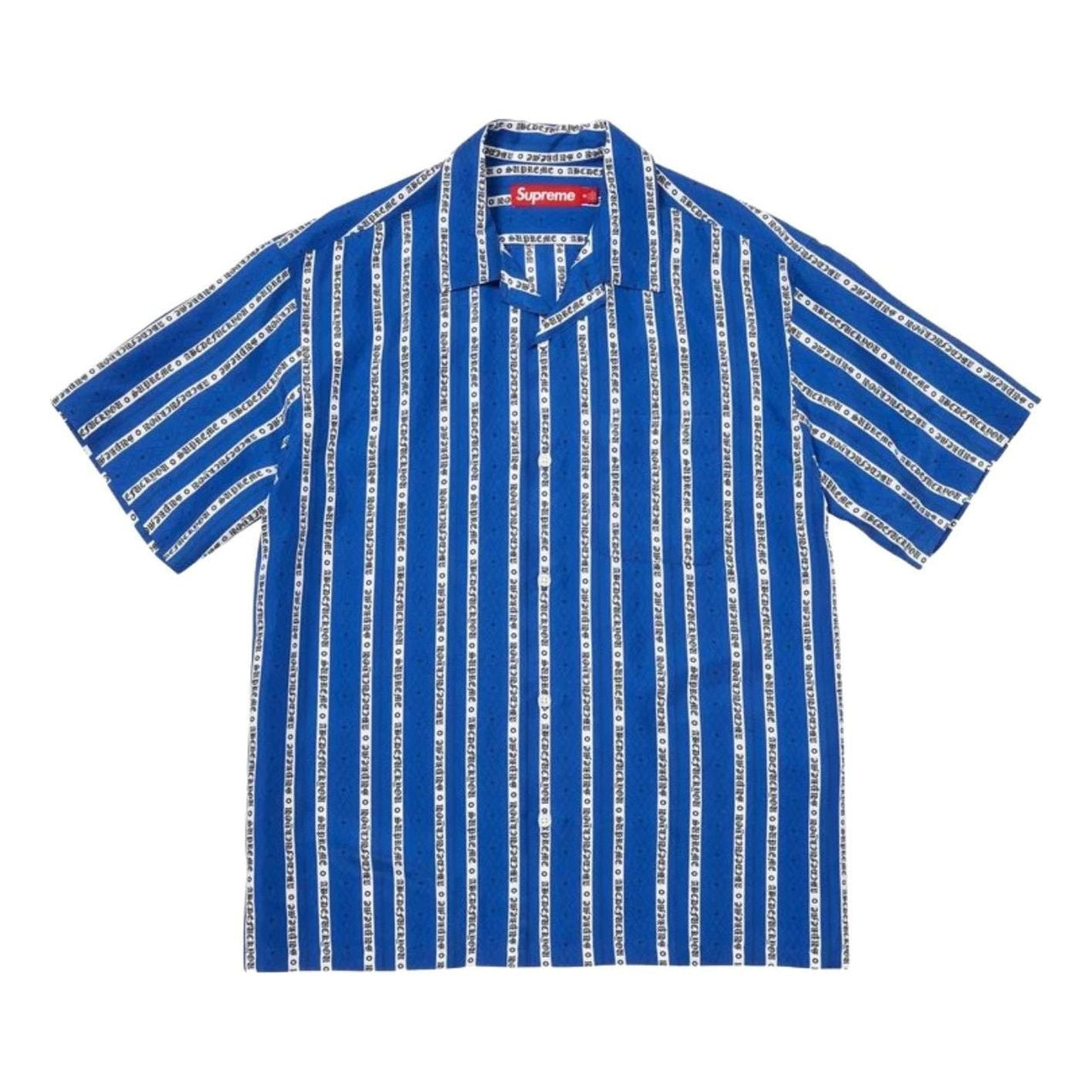 Supreme SS26 Old English Stripe Silk S/S Shirt 'Blue' SUP-SS26-299-BLU