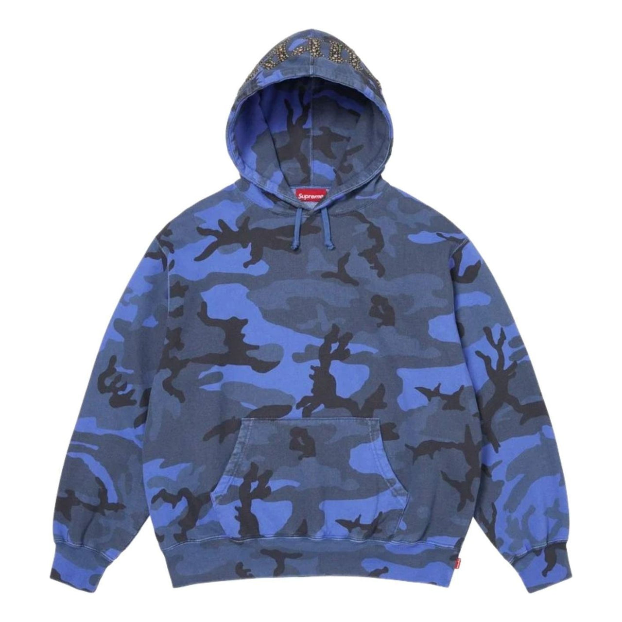 Supreme SS26 Overdyed Studded Hooded Sweatshirt 'Blue Camo' SUP-SS26-154-BAM