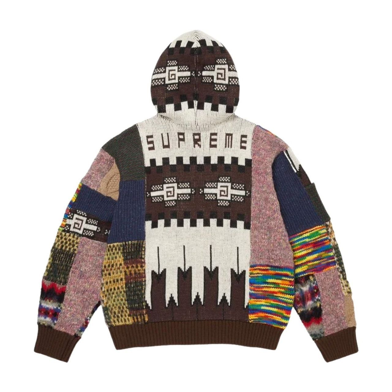 Supreme SS26 Patchwork Zip Up Hooded Sweater 'Brown' SUP-SS26-261-BRN
