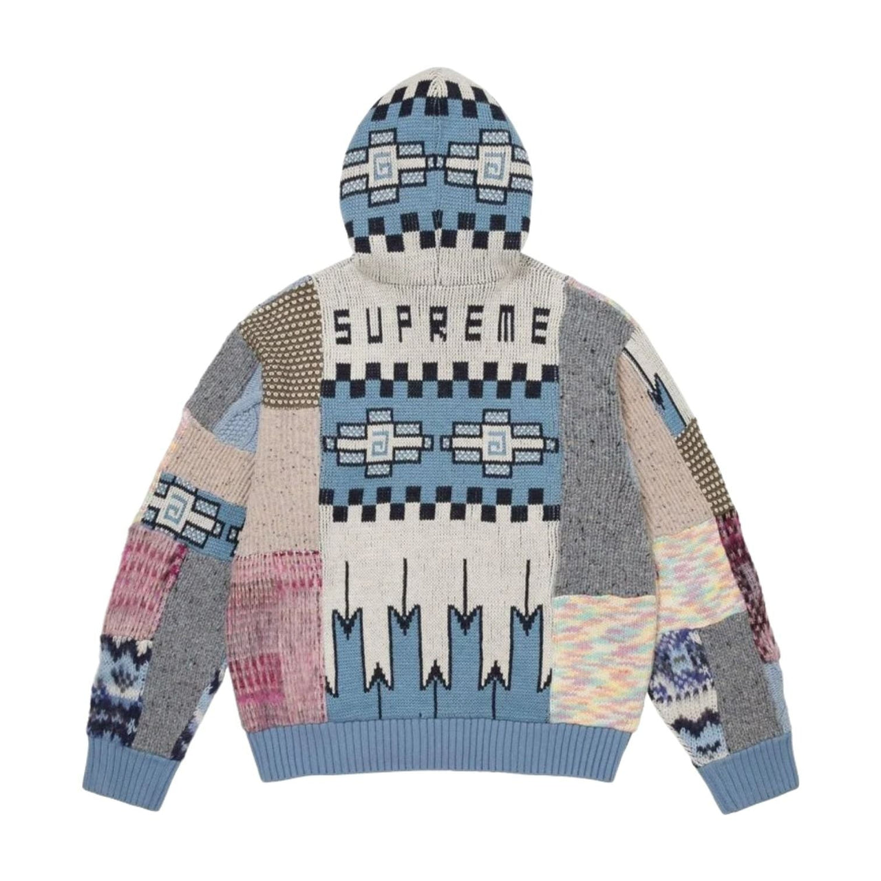 Supreme SS26 Patchwork Zip Up Hooded Sweater 'Light Blue' SUP-SS26-261-BLU