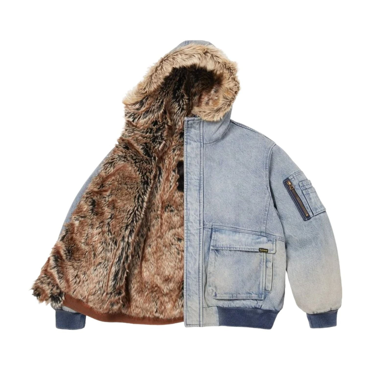 Supreme SS26 Reversible Faux Fur Hooded Work Jacket 'Denim' SUP-SS26-004-DNM