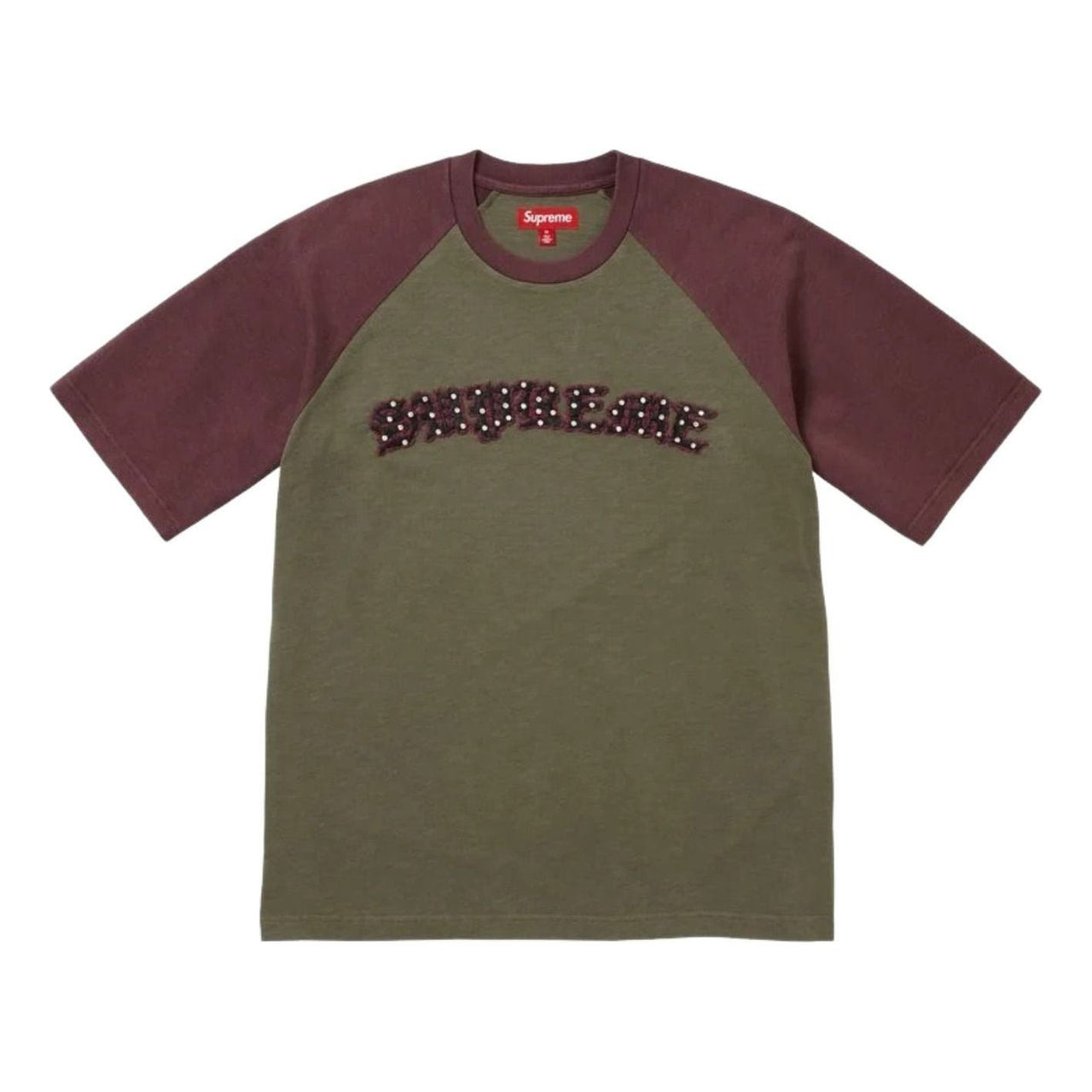Supreme SS26 Rhinestone Raglan S/S T-Shirt 'Olive' SUP-SS26-135-GRN