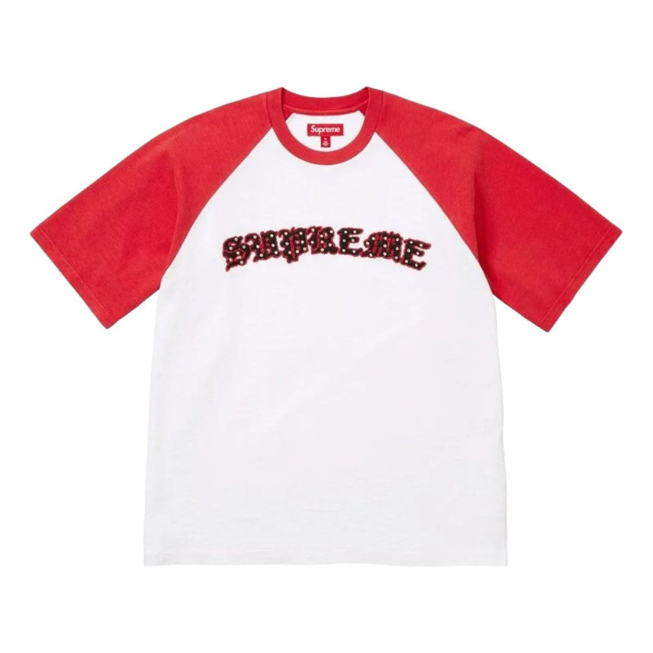 Supreme SS26 Rhinestone Raglan S/S T-Shirt 'White' SUP-SS26-135-WHT