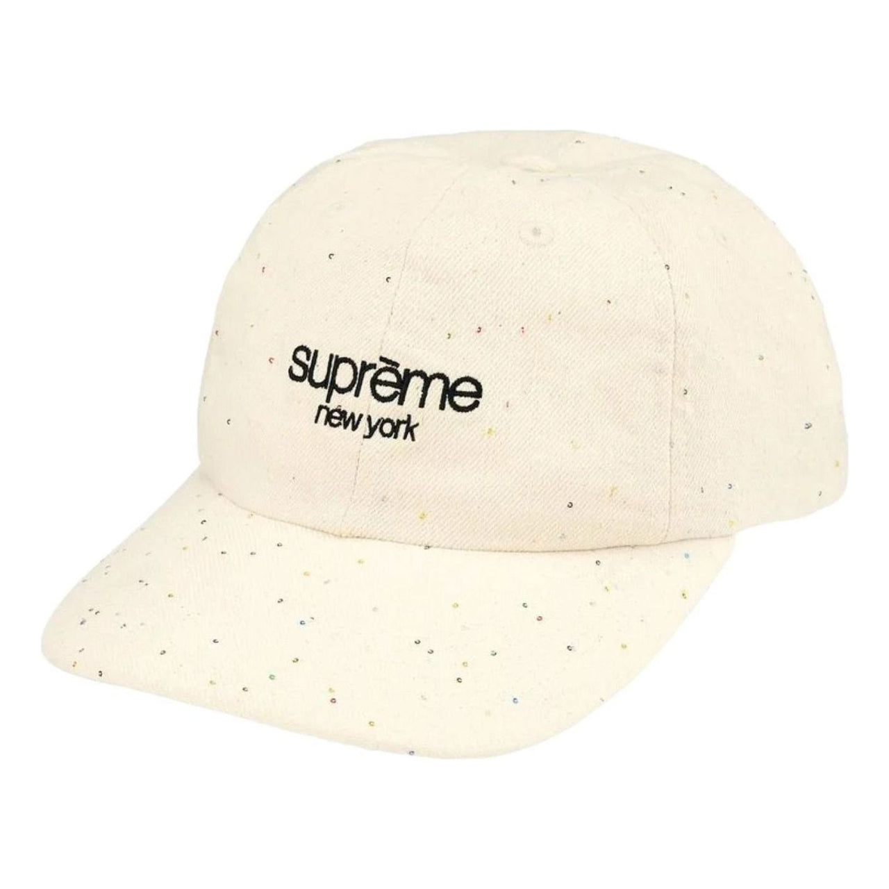 Supreme SS26 Sequin Denim Classic Logo 6-Panel 'Natural' SUP-SS26-1065-WHT