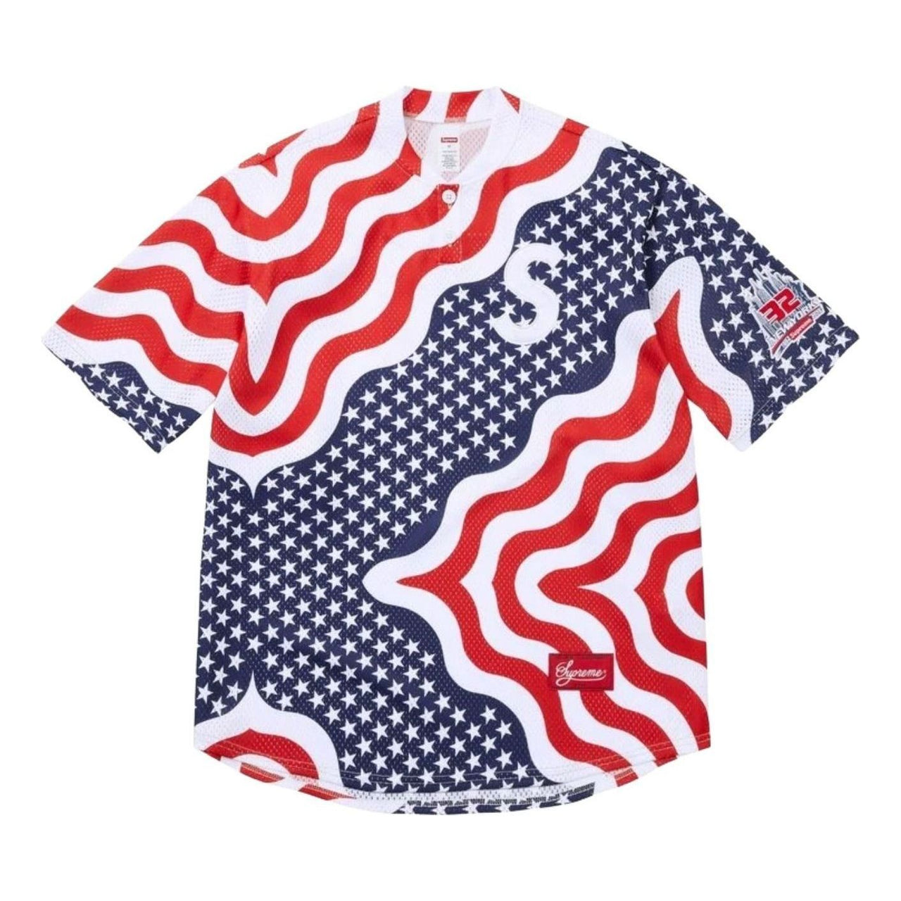 Supreme SS26 New York Shop S Logo Baseball Henley 'Flag' SUP-SS26-344-FAG