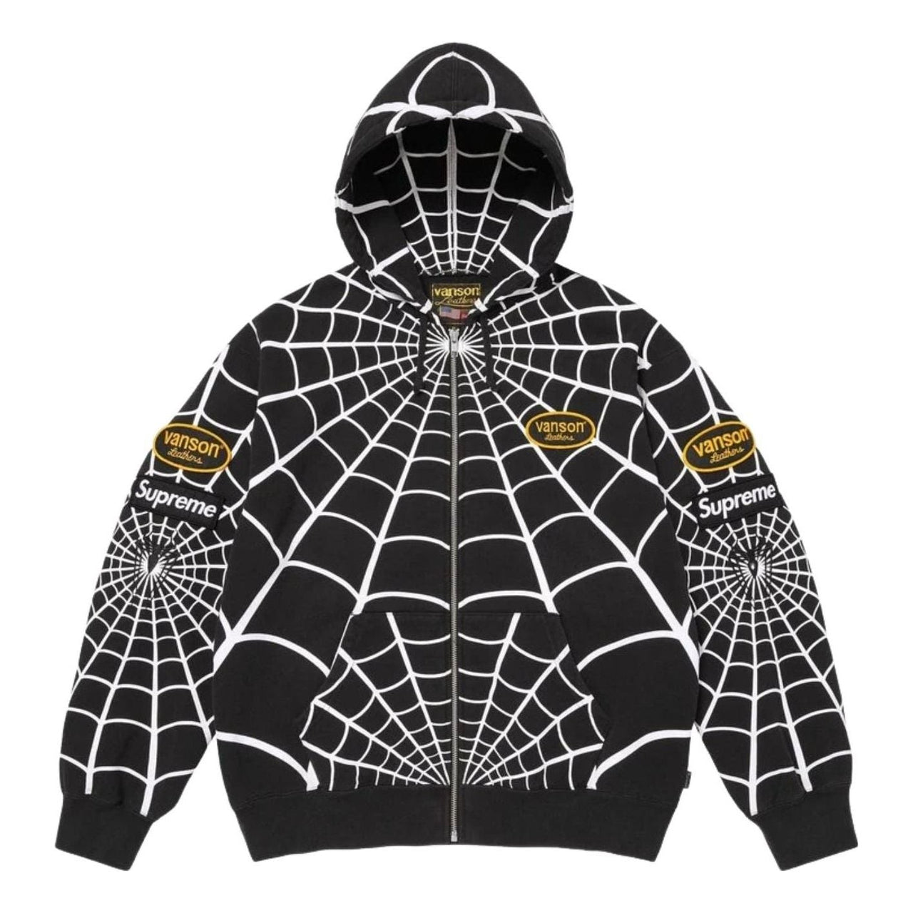 Supreme x Vanson Leathers SS26 Spider-Man Zip Up Hooded Sweatshirt 'Black' SUP-SS26-301-BLK