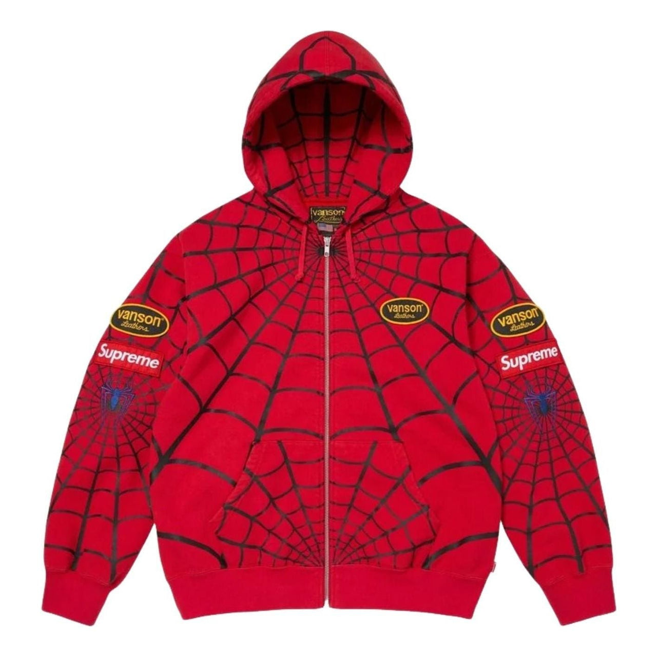 Supreme x Vanson Leathers SS26 Spider-Man Zip Up Hooded Sweatshirt 'Red' SUP-SS26-301-RED
