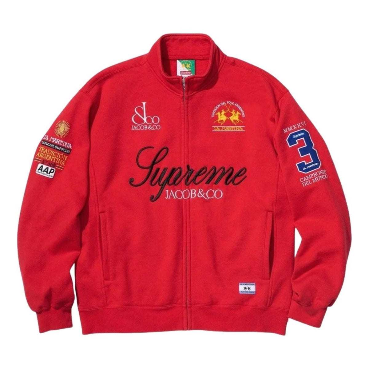 Supreme x La Martina SS26 Zip Up Sweatshirt 'Red' SUP-SS26-318-RED