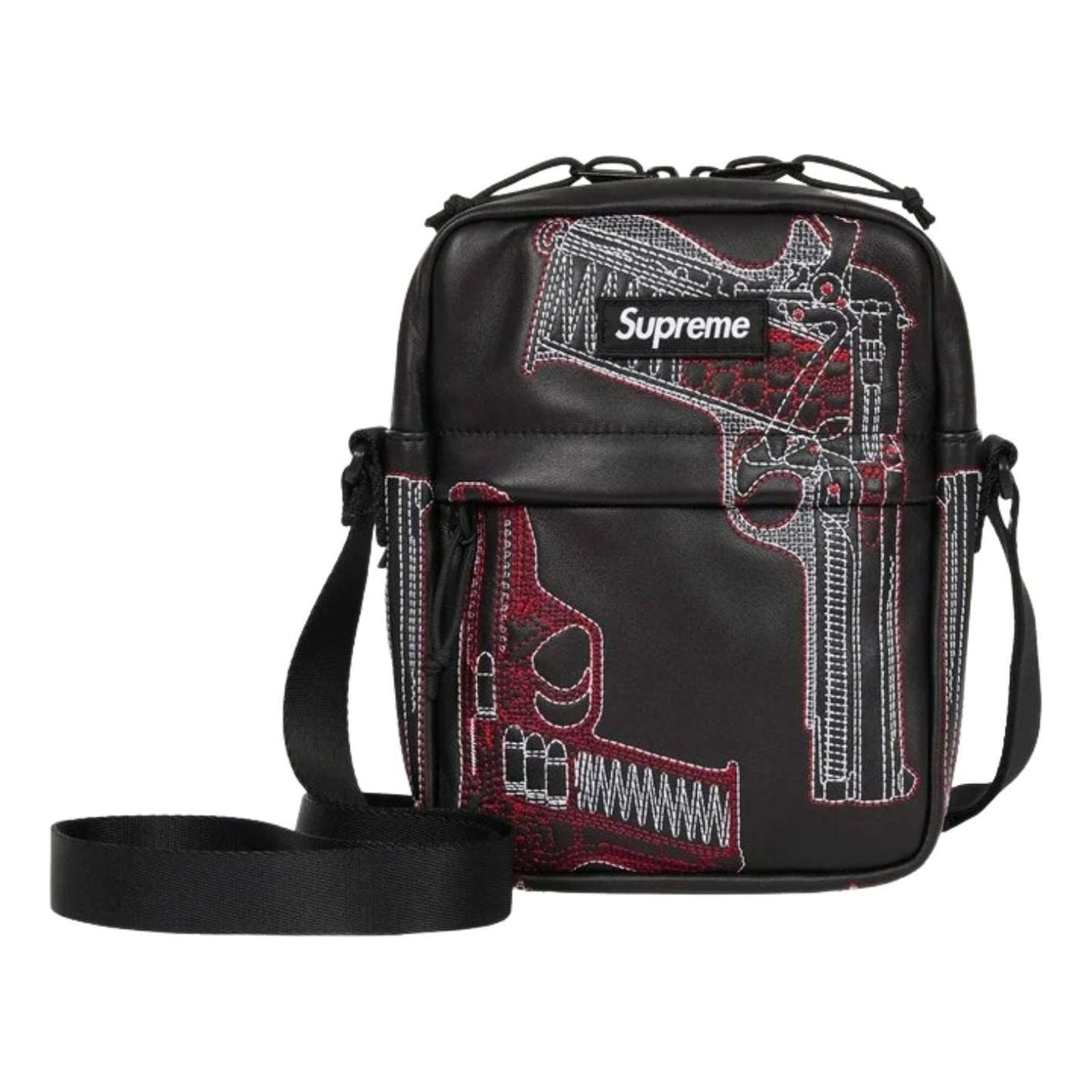 Supreme SS26 Guns Embroidered Leather Shoulder Bag 'Black' SS26B33-BLACK