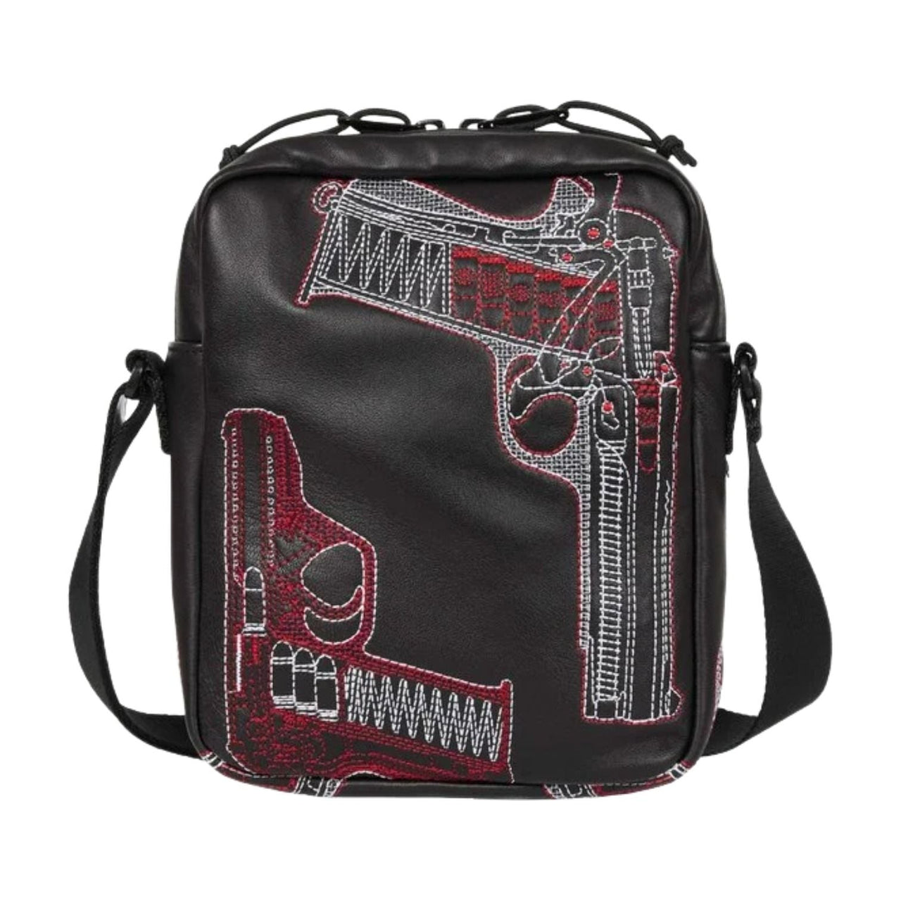 Supreme SS26 Guns Embroidered Leather Shoulder Bag 'Black' SS26B33-BLACK