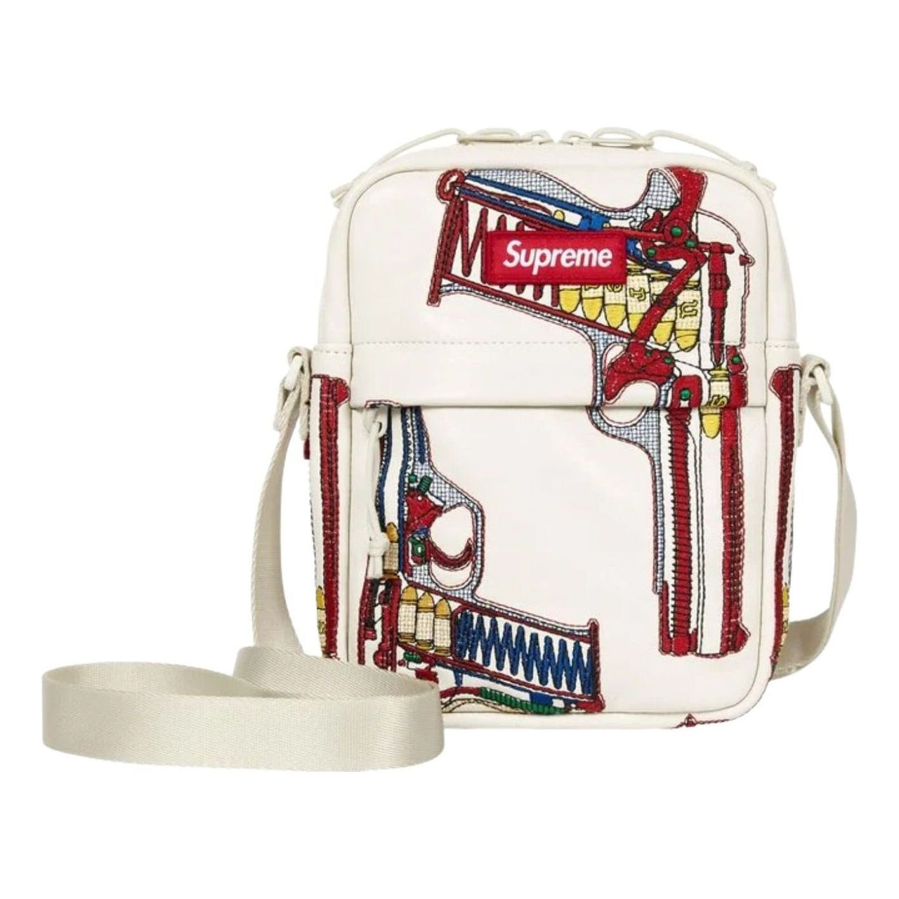Supreme SS26 Guns Embroidered Leather Shoulder Bag 'White' SS26B33-WHITE