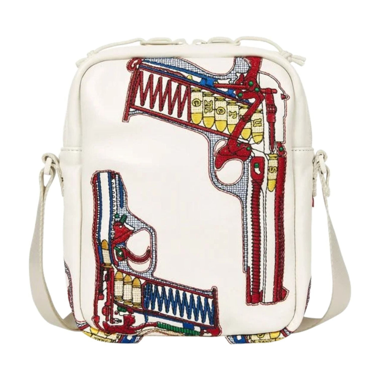 Supreme SS26 Guns Embroidered Leather Shoulder Bag 'White' SS26B33-WHITE