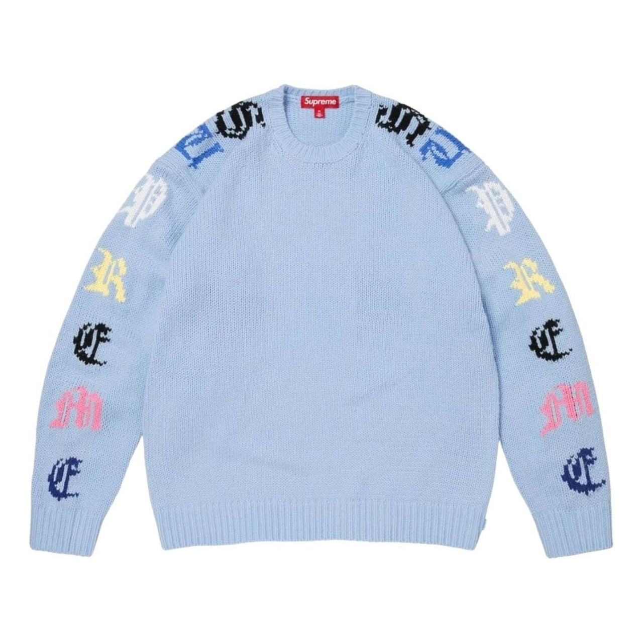 Supreme SS26 Old English Sleeves Sweater 'Light Blue' SUP-SS26-059-LHTBLU