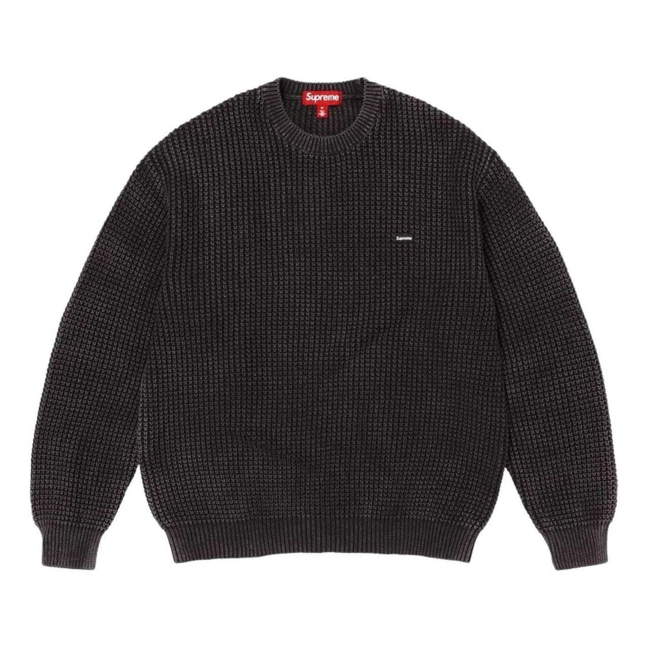 Supreme SS26 Washed Small Box Waffle Sweater 'Black' SUP-SS26-136-BLK