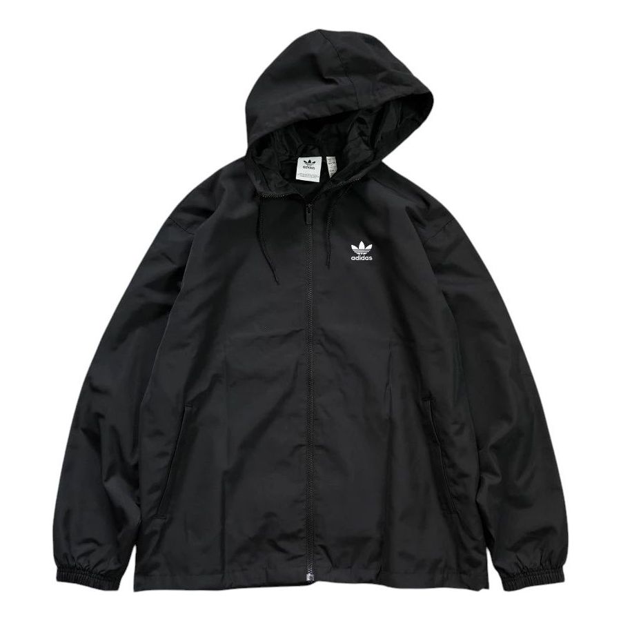 adidas Adicolor Trefoil Windbreaker Jacket Asia Sizing 'Black White' IR9852
