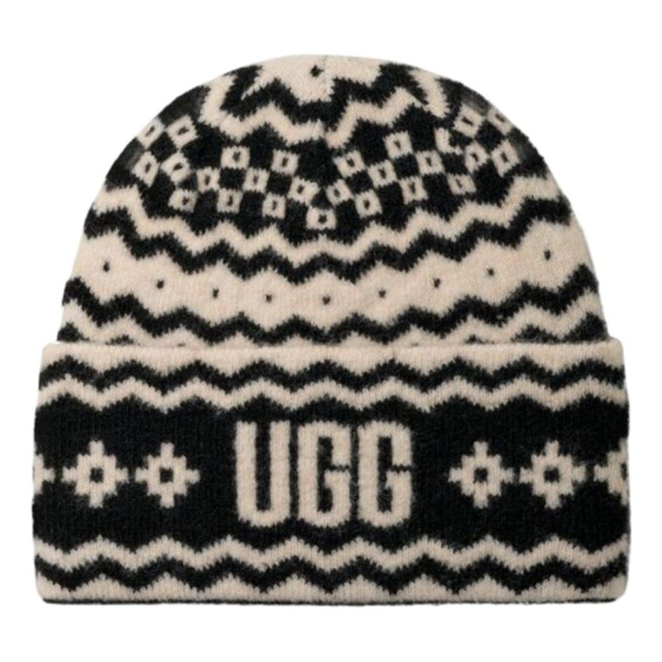 (WMNS) UGG Chunky UGGIsle Beanie Wool Hat 'Black White' 102745-BLKM