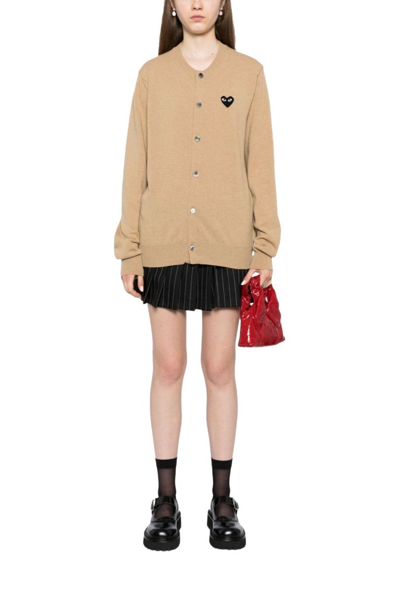(WMNS) COMME des GARCONS PLAY FW25 Black Emblem Cardigan 'Beige' AX-N023-051-3