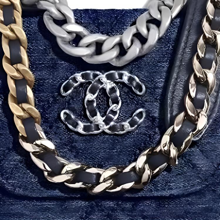CHANEL 19Bag Denim Cell Phone Pouch Women's Dark Blue
