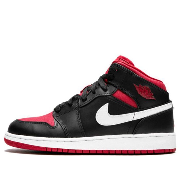 (GS) Air Jordan 1 Retro Mid 'Black Red White' 554725-020